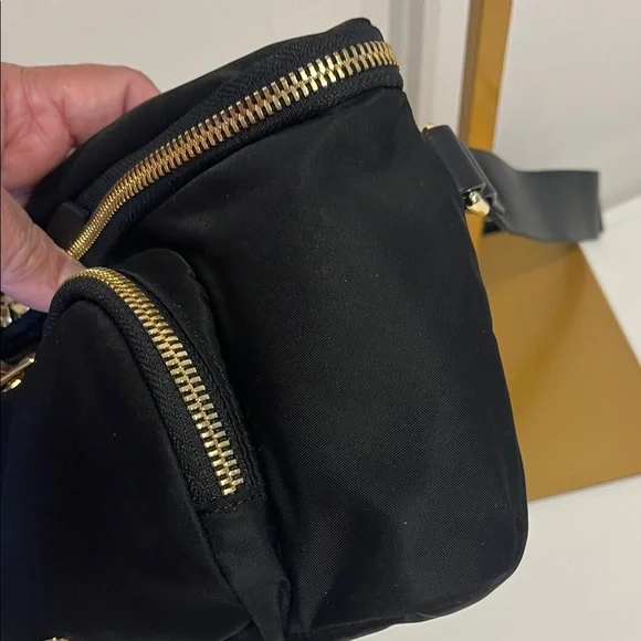 Tumi Madison Black Nylon Belt Bag with Gold Hardware Accents - Picture 6 of 16